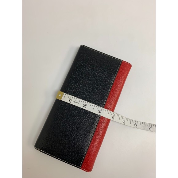 Salvatore Ferragamo Leather Wallet Red Black Womens Flap Snap Bi Fold Card Slots - Picture 12 of 12